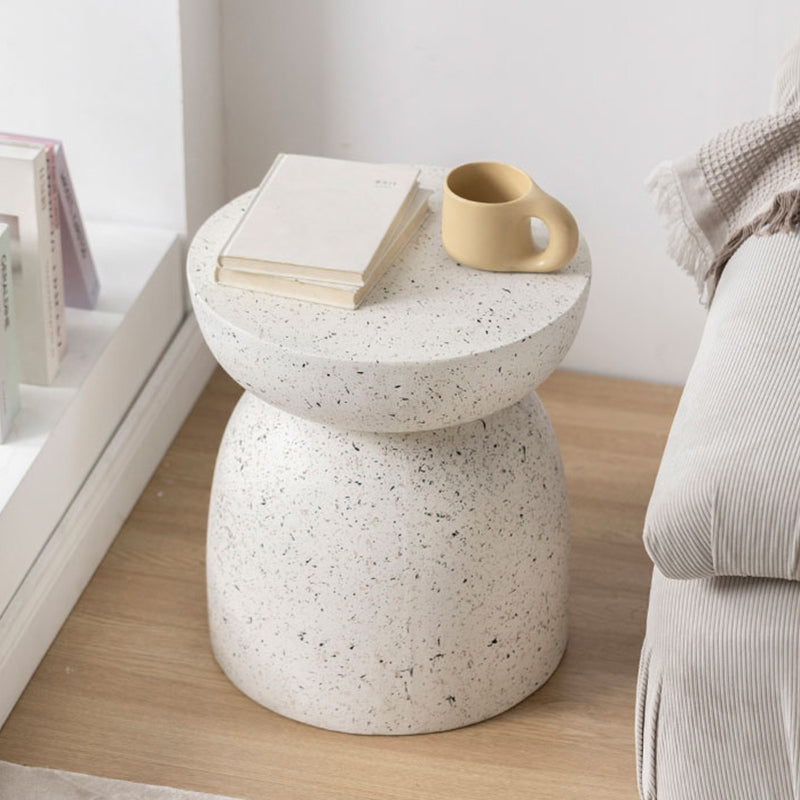 Contemporary Beige End Table 17.7" Tall Pedestal Nesting Side Tables