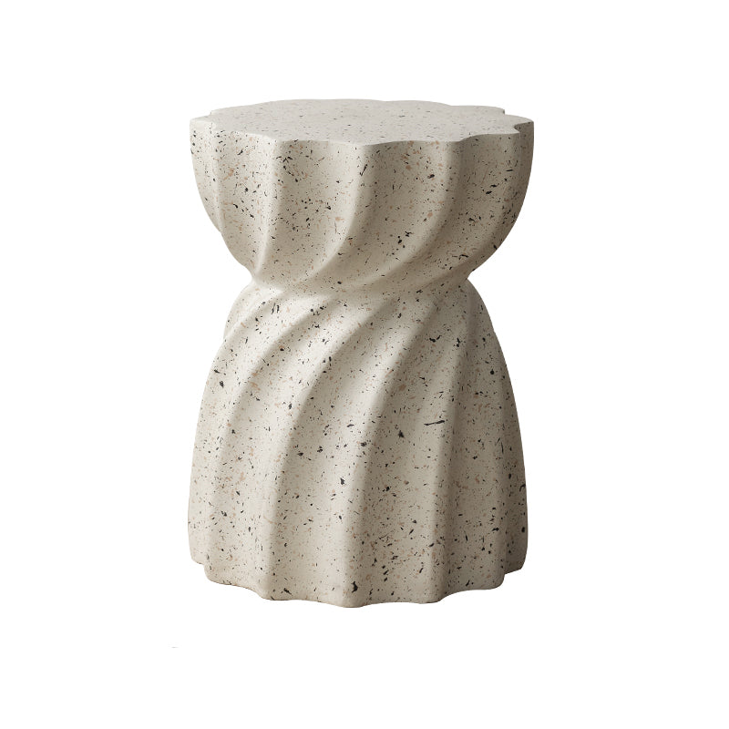 Contemporary 13.8-inch End Table Pedestal Beige Nesting Table