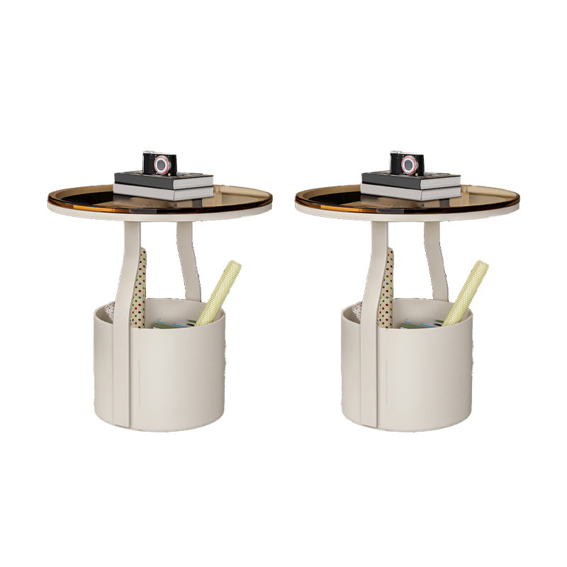 19.7" Storage Round Side Table Metal Drum Sofa Side Accent Table