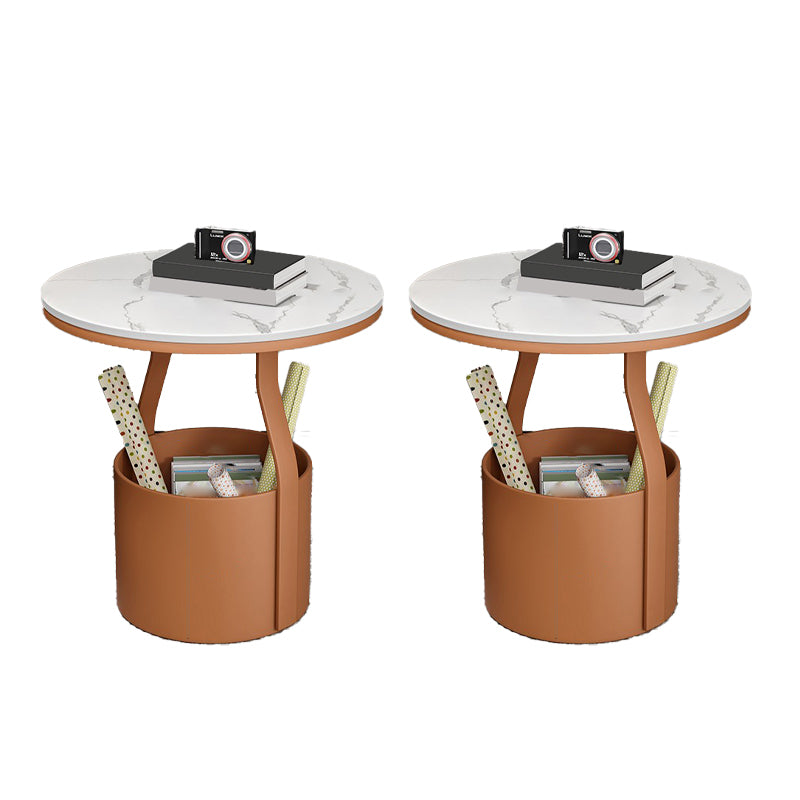 19.7" Storage Round Side Table Metal Drum Sofa Side Accent Table