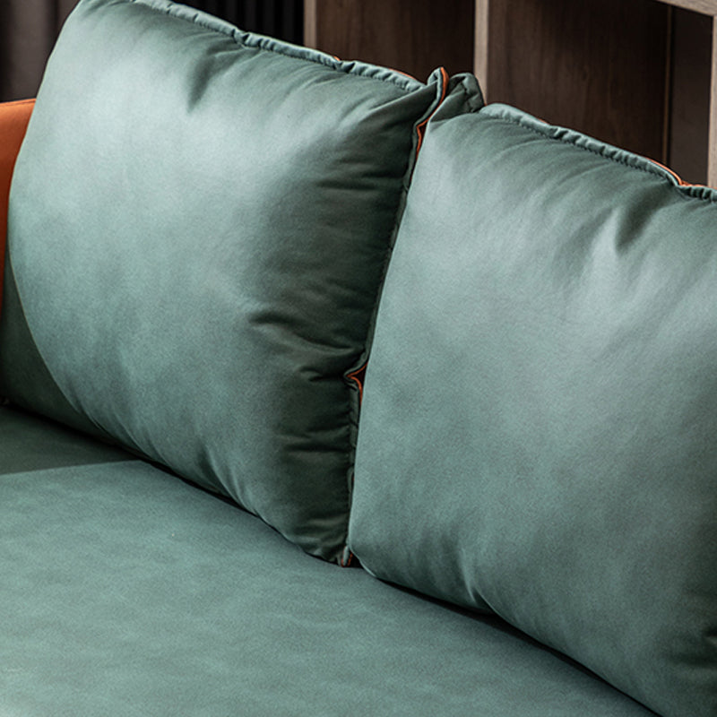 Faux Leather Sofa 27.16" High Scandinavian Tuxedo Arm Sofa with 2 Pillows
