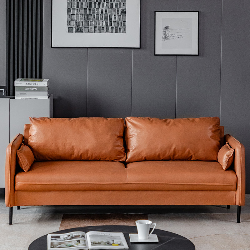 Faux Leather Sofa 29.92" High Scandinavian Square Arm Sofa for Living Room