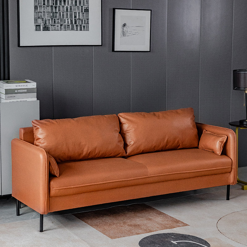 Faux Leather Sofa 29.92" High Scandinavian Square Arm Sofa for Living Room