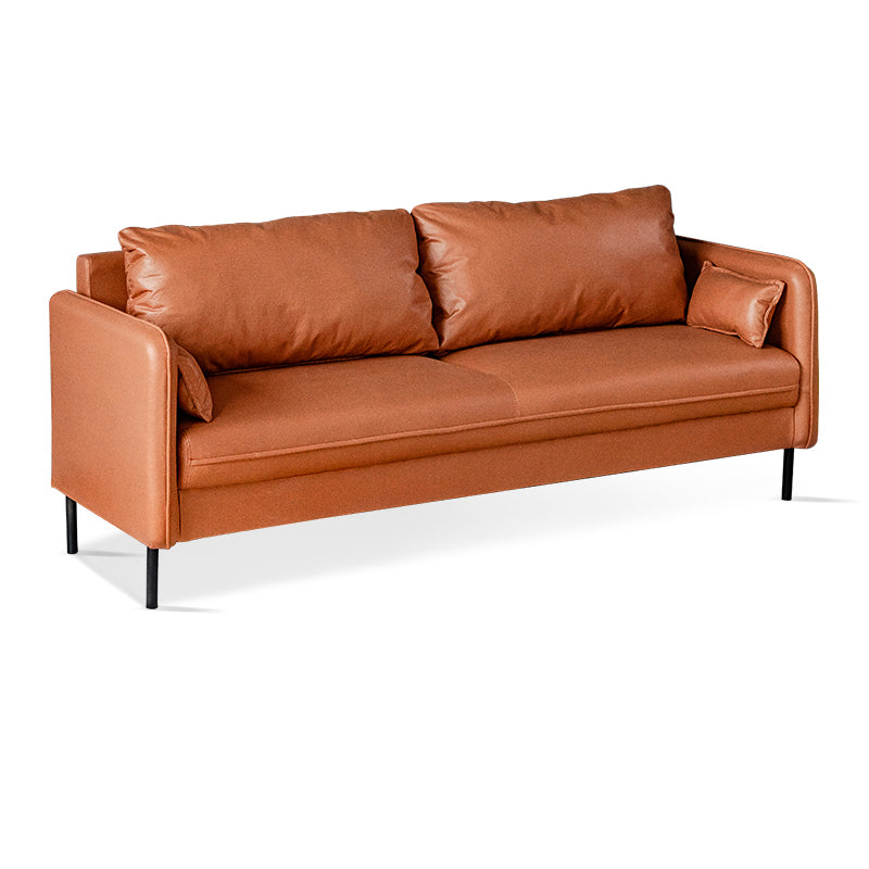 Faux Leather Sofa 29.92" High Scandinavian Square Arm Sofa for Living Room