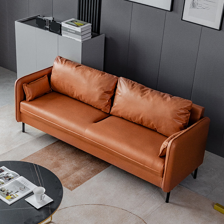 Faux Leather Sofa 29.92" High Scandinavian Square Arm Sofa for Living Room