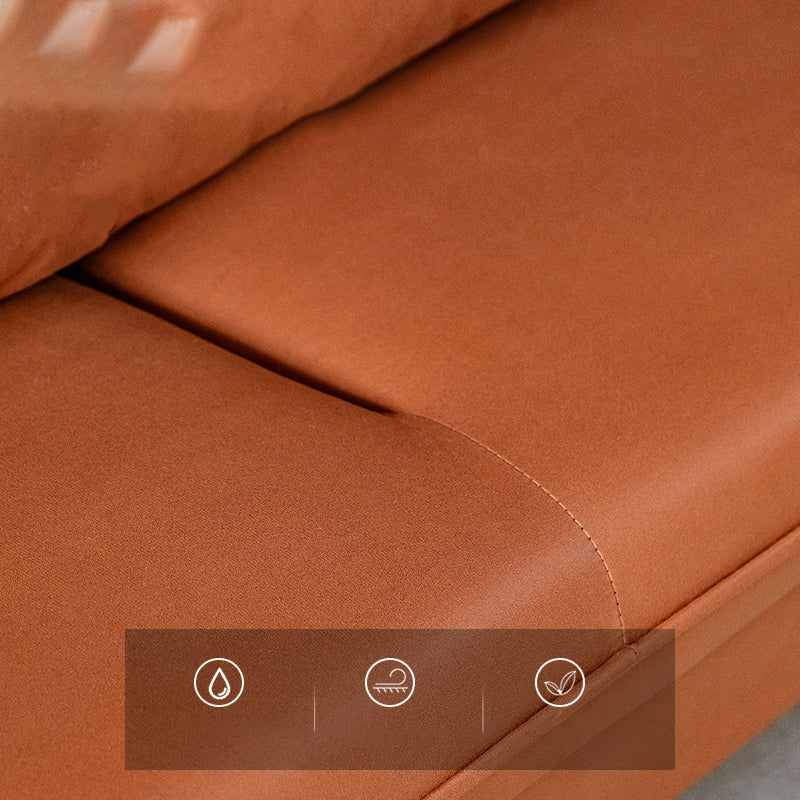 Faux Leather Sofa 29.92" High Scandinavian Square Arm Sofa for Living Room