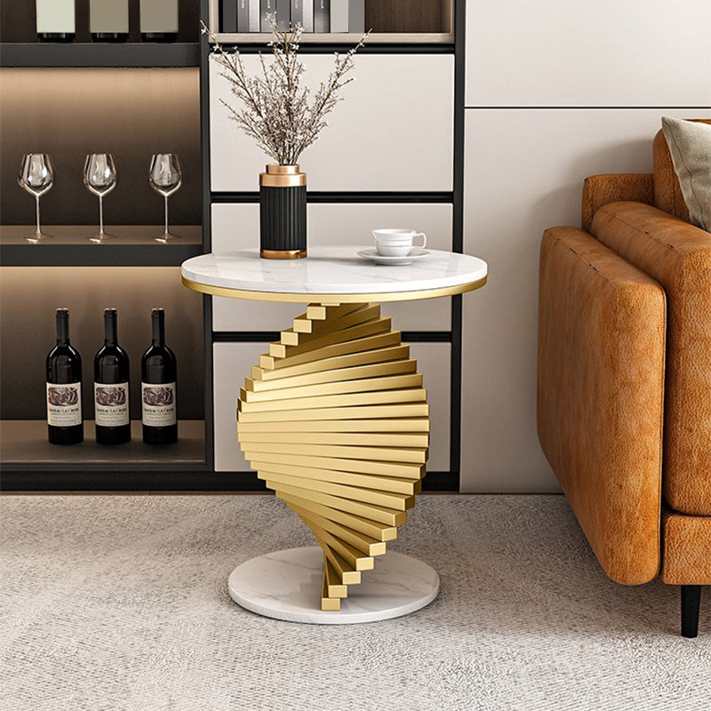 Contemporary Round Metal Coffee Table Modern Cocktail Table for Living Room