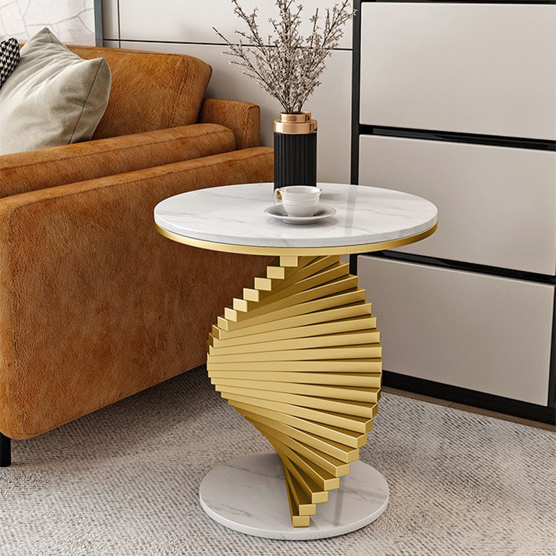 Contemporary Round Metal Coffee Table Modern Cocktail Table for Living Room