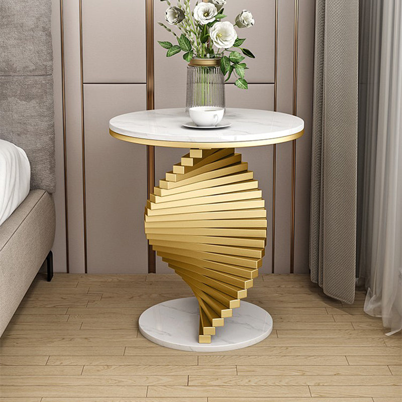 Contemporary Round Metal Coffee Table Modern Cocktail Table for Living Room