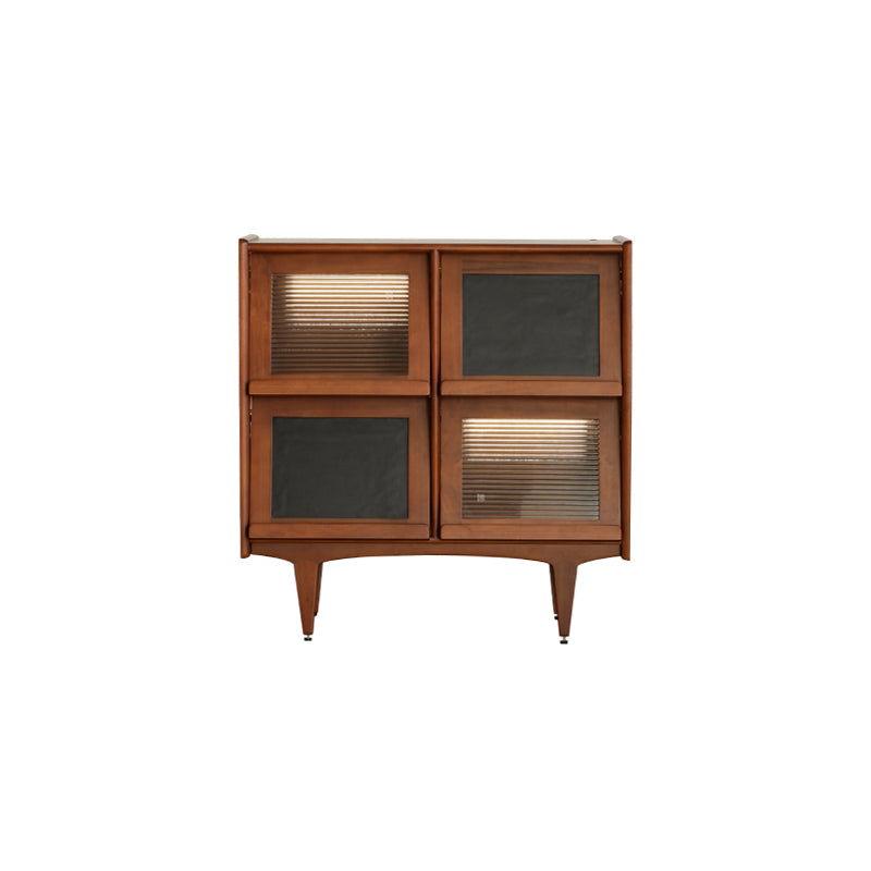 Mid-Century Design Natural Cabinet with 4 Doors in Pine Wood