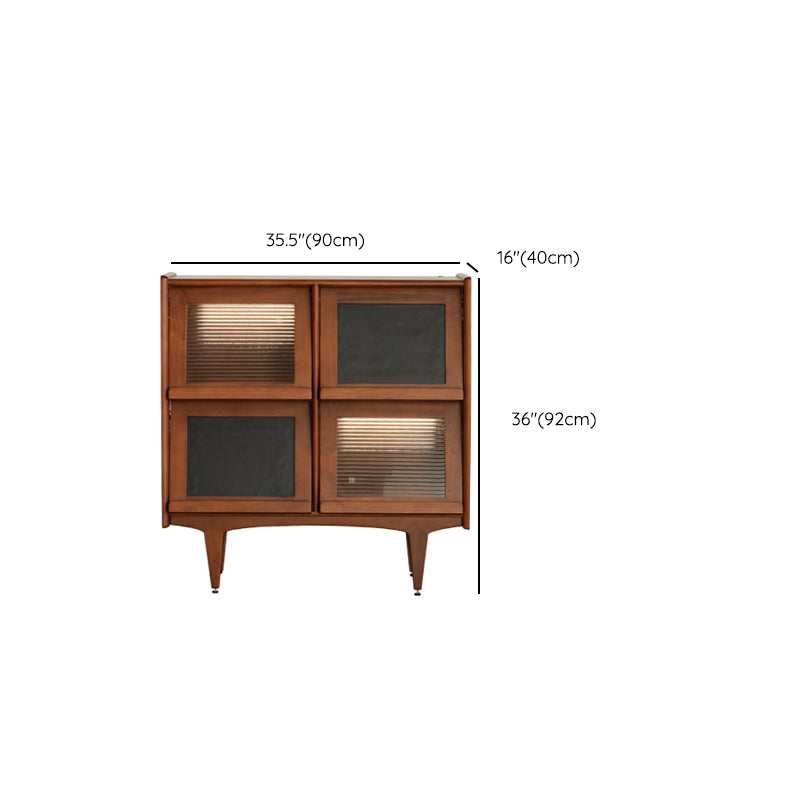Mid-Century Design Natural Cabinet with 4 Doors in Pine Wood