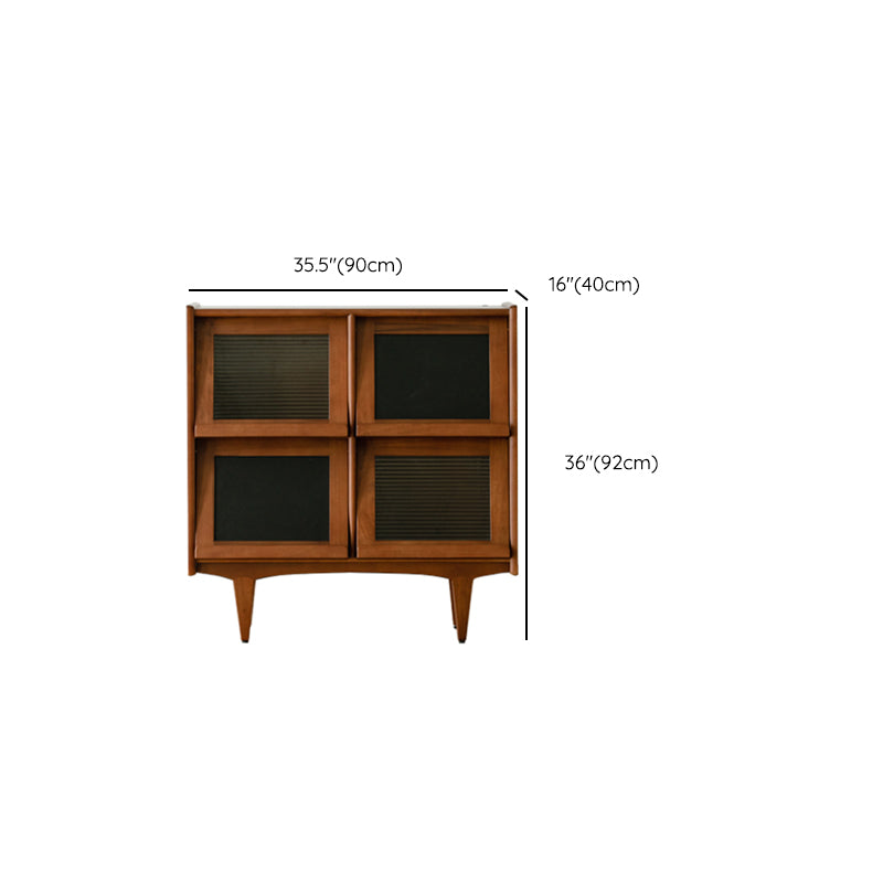 Mid-Century Design Natural Cabinet with 4 Doors in Pine Wood