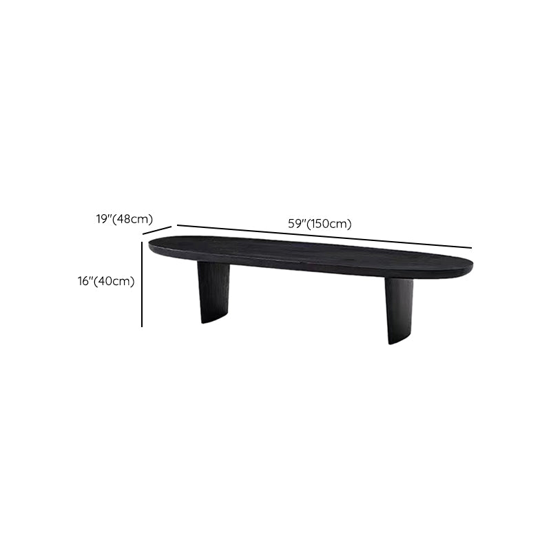Modern 2 Legs Oval Cocktail Table Wooden Coffee Table in Black