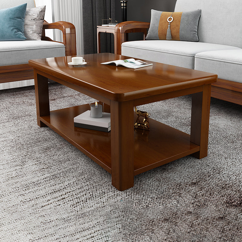 Modern 4 Legs Rectangle Cocktail Table Solid Wood Coffee Table