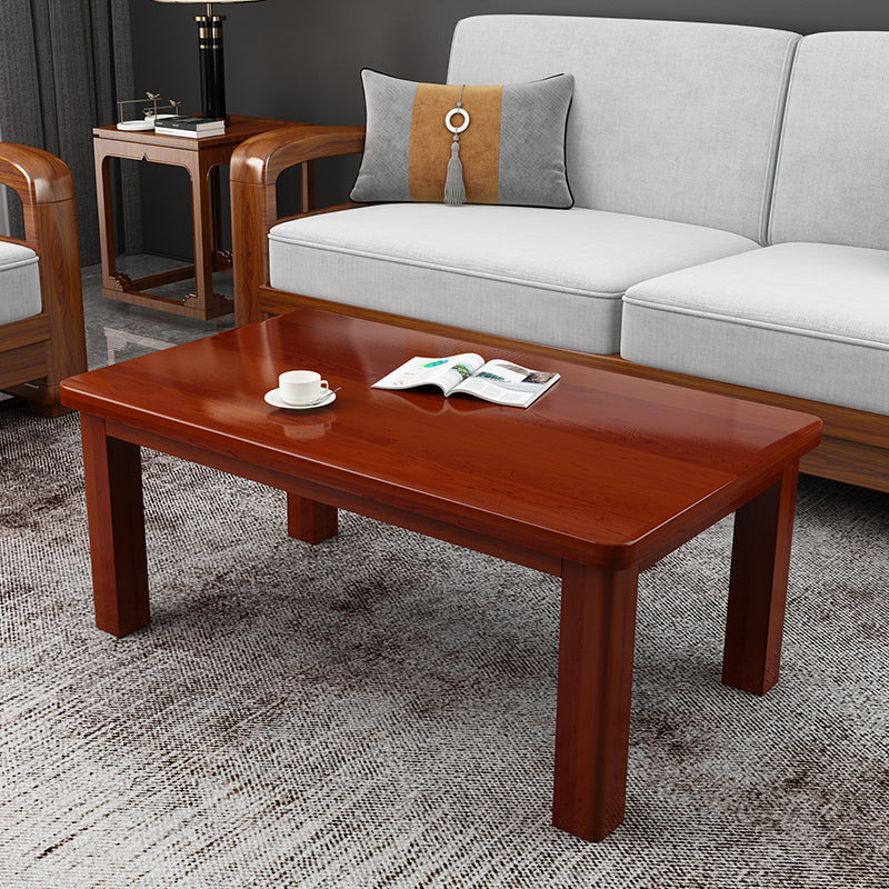 Modern 4 Legs Rectangle Cocktail Table Solid Wood Coffee Table