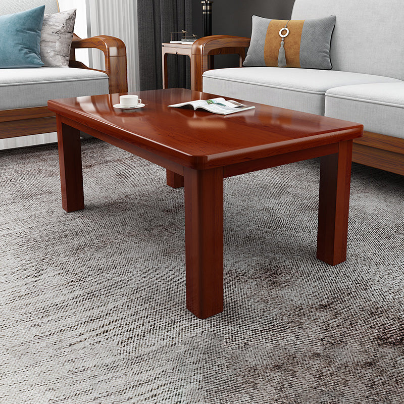 Modern 4 Legs Rectangle Cocktail Table Solid Wood Coffee Table