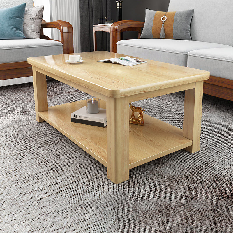 Modern 4 Legs Rectangle Cocktail Table Solid Wood Coffee Table