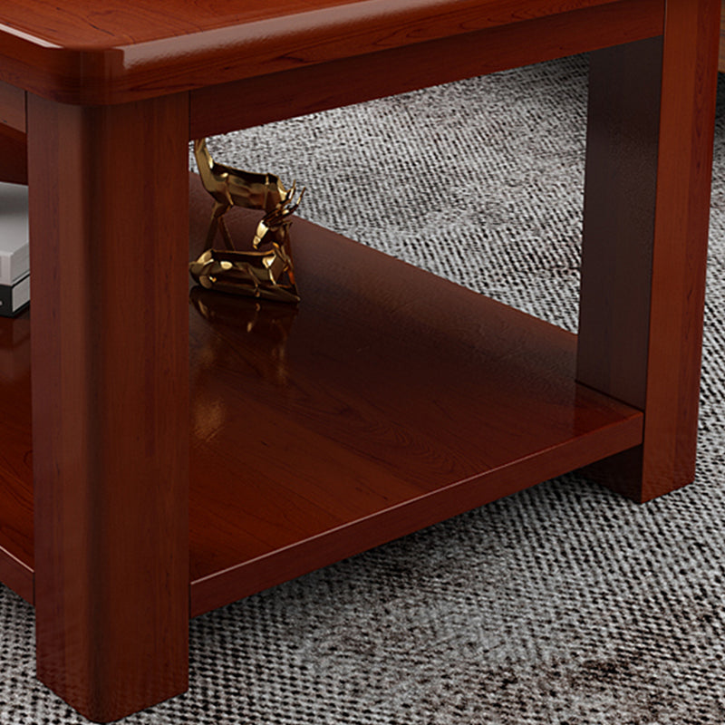 Modern 4 Legs Rectangle Cocktail Table Solid Wood Coffee Table