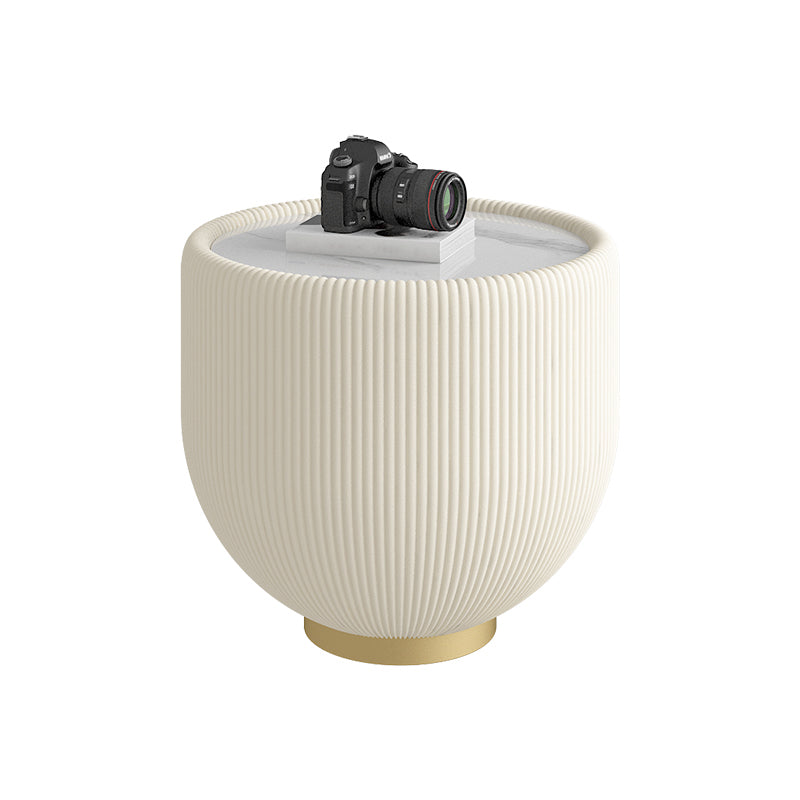 Glam Cocktail Table White Round Pedestal Coffee Cocktail Table