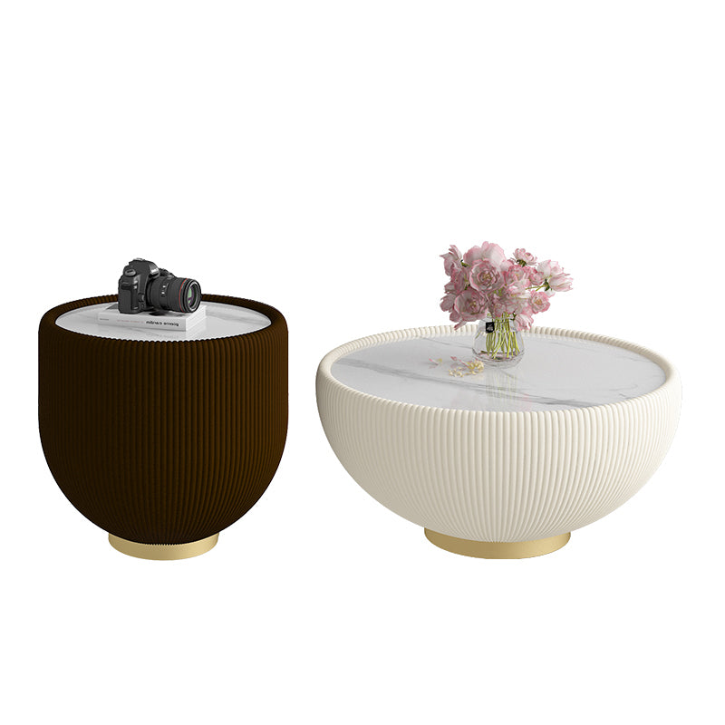 Glam Cocktail Table White Round Pedestal Coffee Cocktail Table