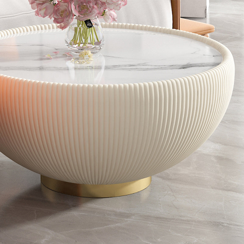 Glam Cocktail Table White Round Pedestal Coffee Cocktail Table