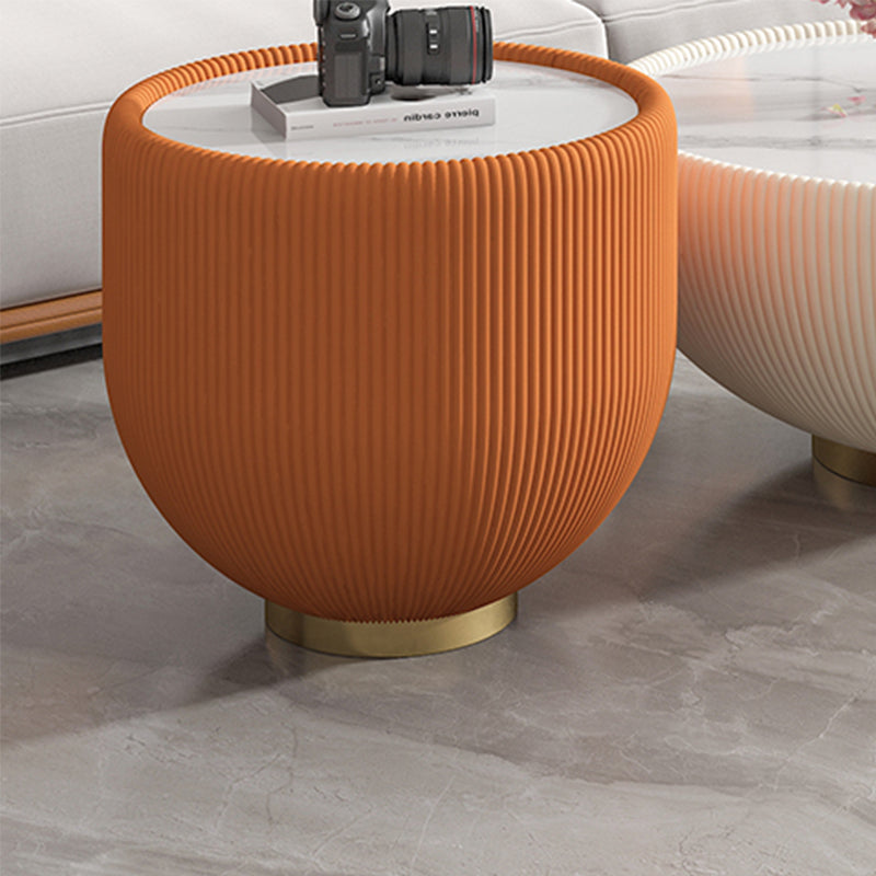 Glam Cocktail Table White Round Pedestal Coffee Cocktail Table