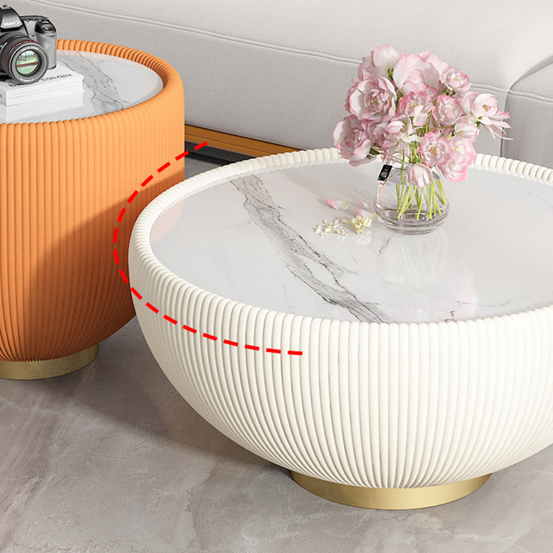 Glam Cocktail Table White Round Pedestal Coffee Cocktail Table