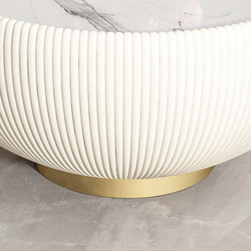 Glam Cocktail Table White Round Pedestal Coffee Cocktail Table