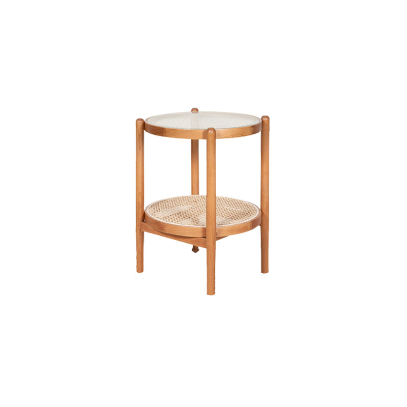 Tropical Cocktail Table Solid Wood Storage Round Coffee Cocktail Table