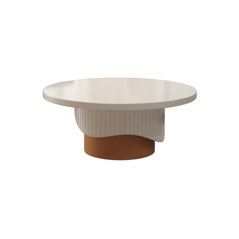 Contemporary Cocktail Table Round Pedestal Wood Coffee Cocktail Table