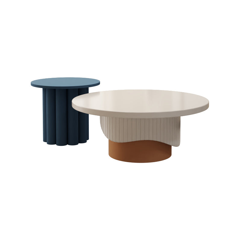 Contemporary Cocktail Table Round Pedestal Wood Coffee Cocktail Table