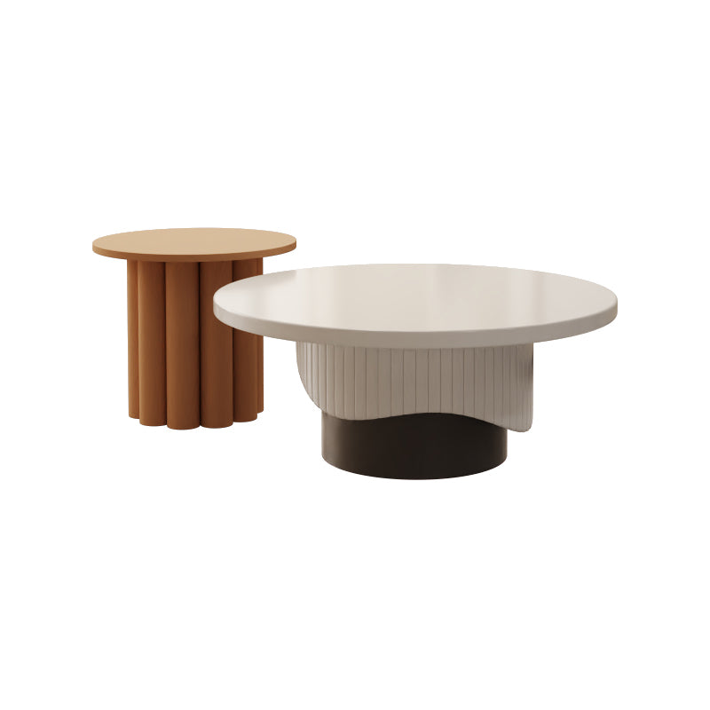 Contemporary Cocktail Table Round Pedestal Wood Coffee Cocktail Table
