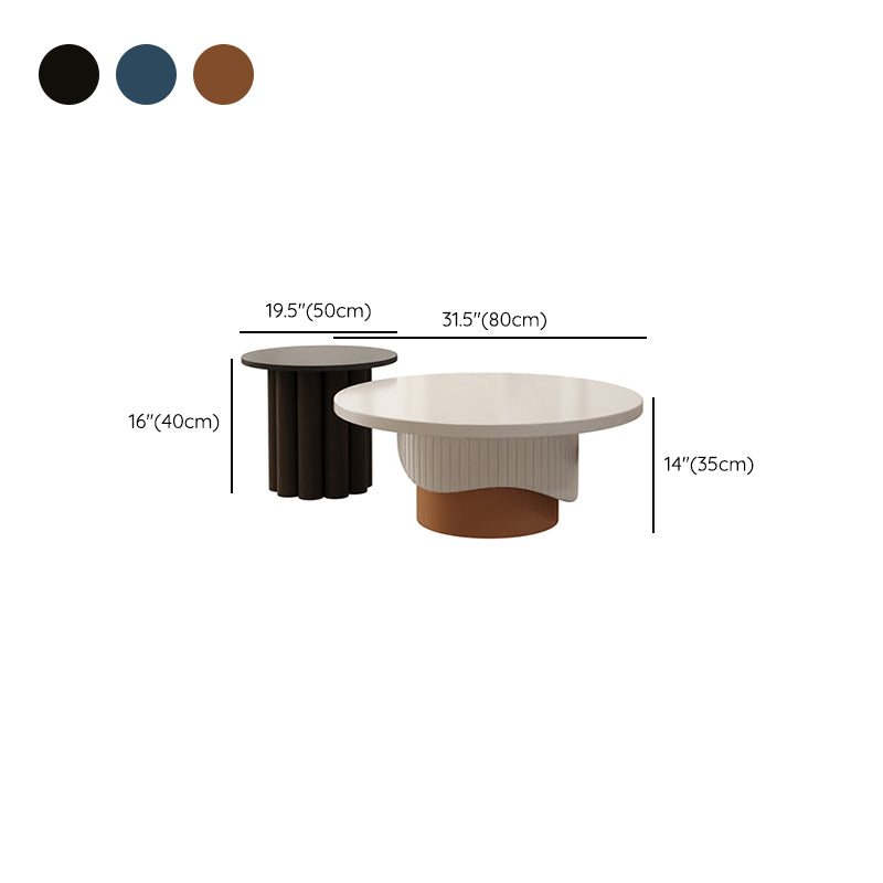 Contemporary Cocktail Table Round Pedestal Wood Coffee Cocktail Table