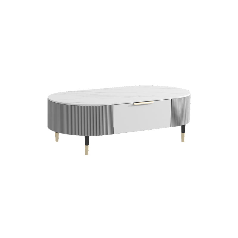 Glam Cocktail Table White 4 Legs Storage Coffee Cocktail Table