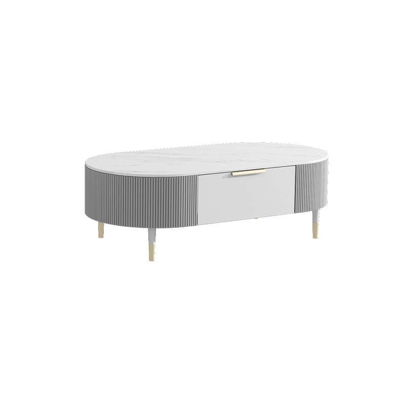 Glam Cocktail Table White 4 Legs Storage Coffee Cocktail Table