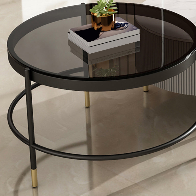 Glam Cocktail Table White 4 Legs Storage Coffee Cocktail Table
