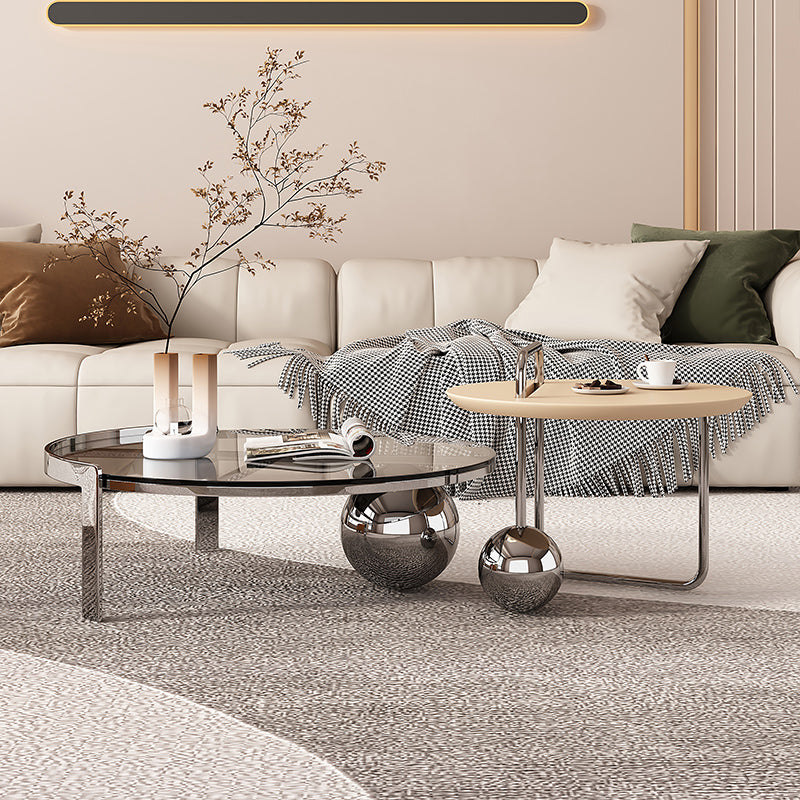 Contemporary Cocktail Table Glass Round Coffee Cocktail Table