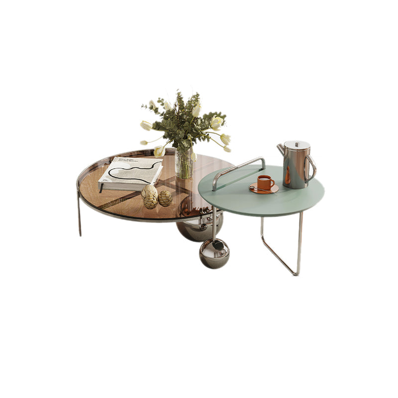 Contemporary Cocktail Table Glass Round Coffee Cocktail Table