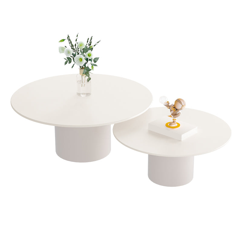 Contemporary Cocktail Table Round White Pedestal Coffee Cocktail Table