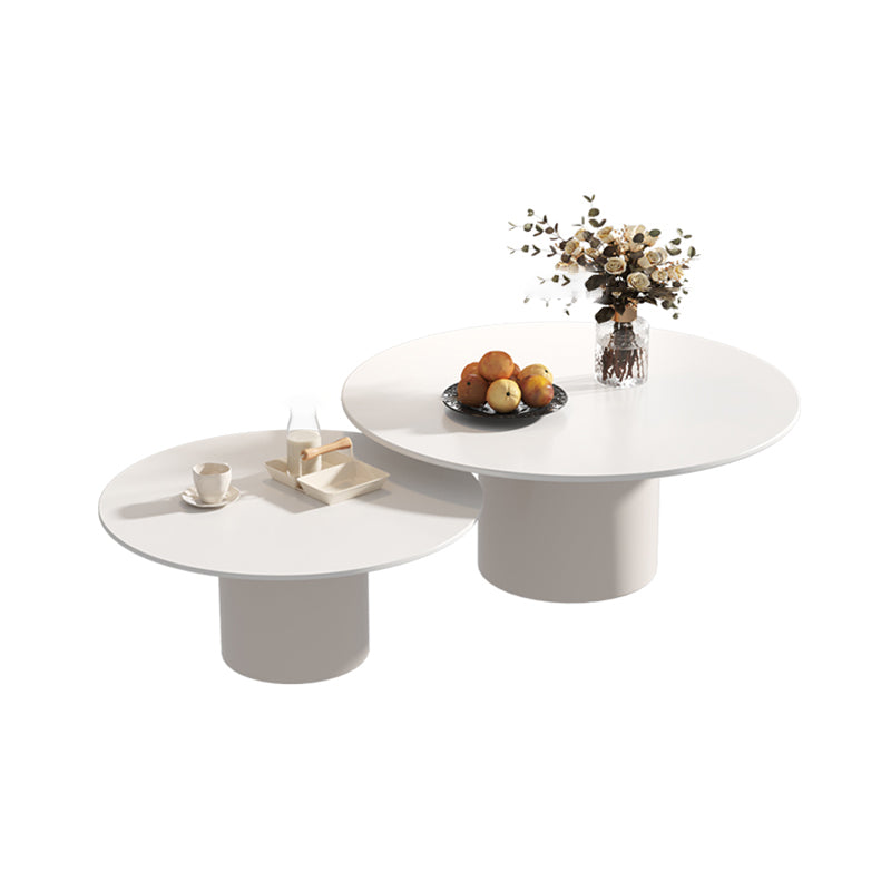 Contemporary Cocktail Table Round White Pedestal Coffee Cocktail Table