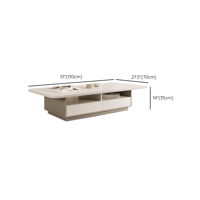 Rectangle Single Coffee Table Wood Cocktail Table with Storage Drawers