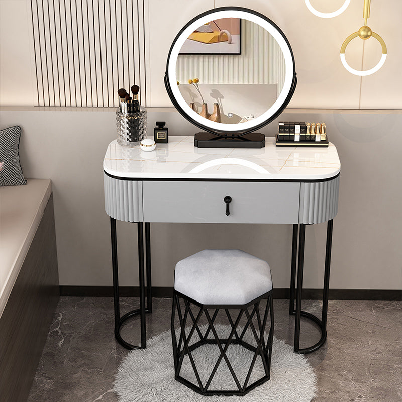 Lighted Mirror Makeup Vanity Storage Box Vanity Dressing Table for Bedroom