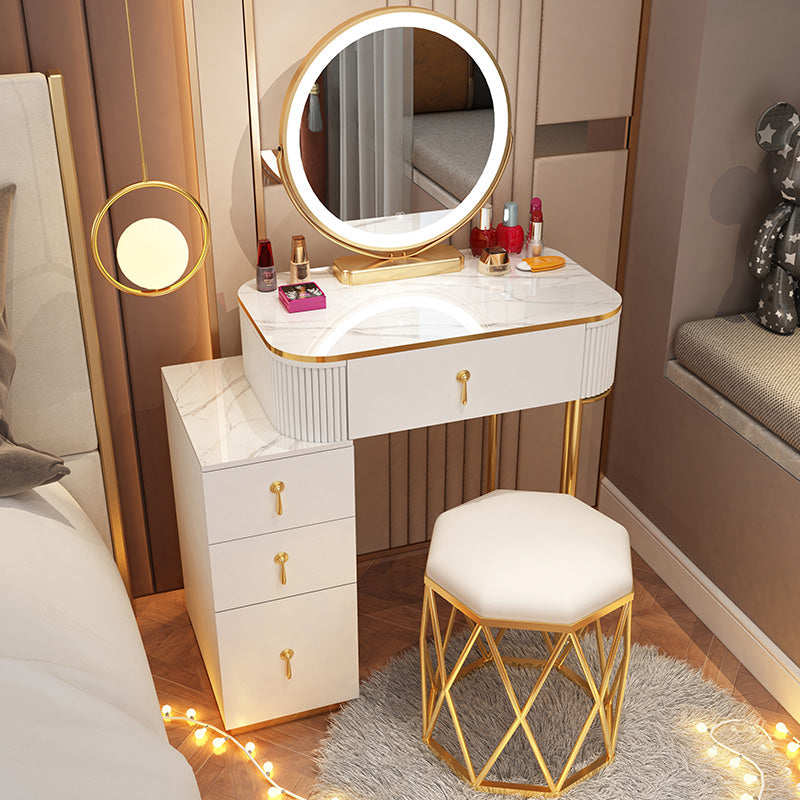 Glam Wood Vanity Dressing Table Bedroom Makeup Vanity Desk with Drawer