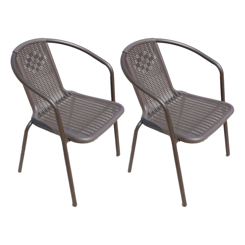 Stacking Coastal Patio Arm Chair/Dining Side Chair with Aluminum Base