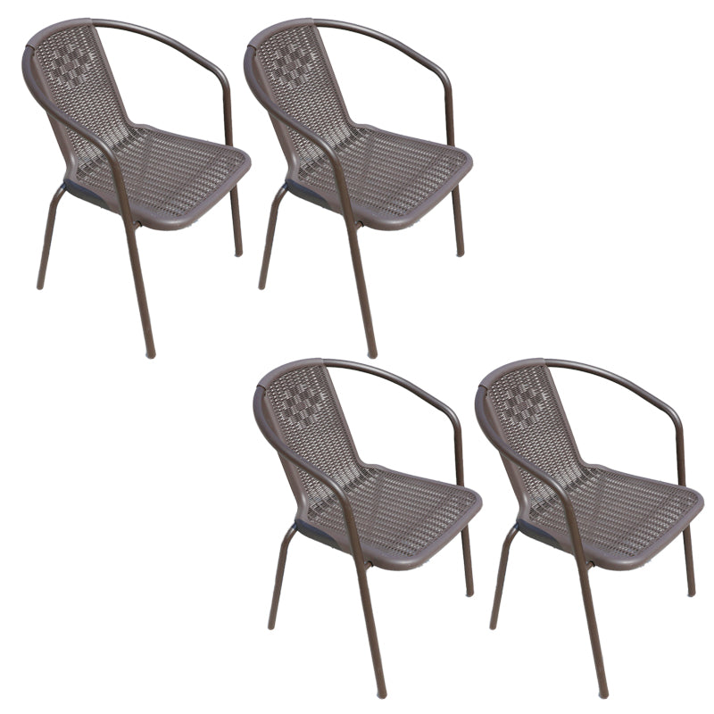 Stacking Coastal Patio Arm Chair/Dining Side Chair with Aluminum Base