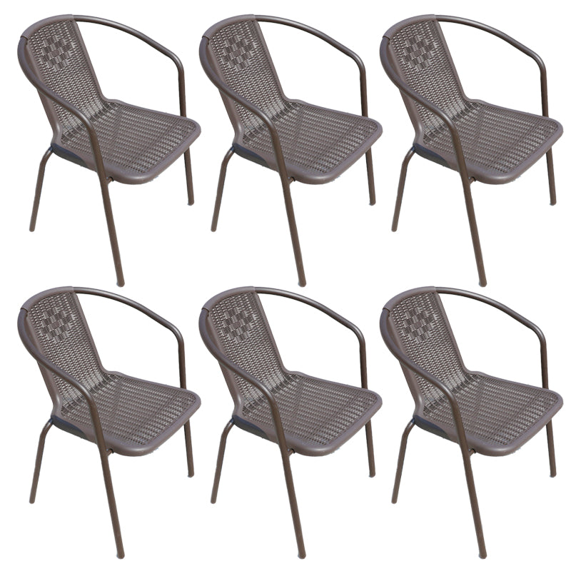 Stacking Coastal Patio Arm Chair/Dining Side Chair with Aluminum Base