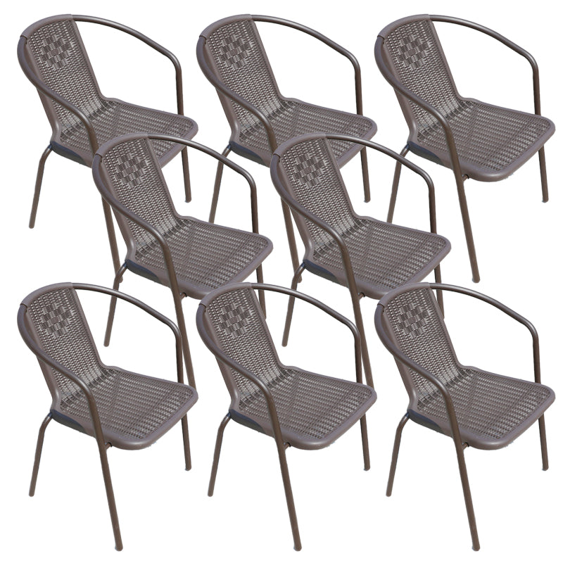 Stacking Coastal Patio Arm Chair/Dining Side Chair with Aluminum Base