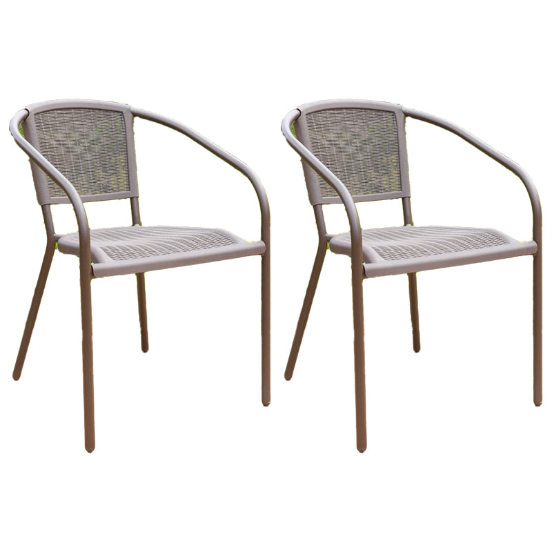 Stacking Coastal Patio Arm Chair/Dining Side Chair with Aluminum Base