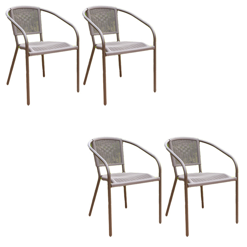 Stacking Coastal Patio Arm Chair/Dining Side Chair with Aluminum Base