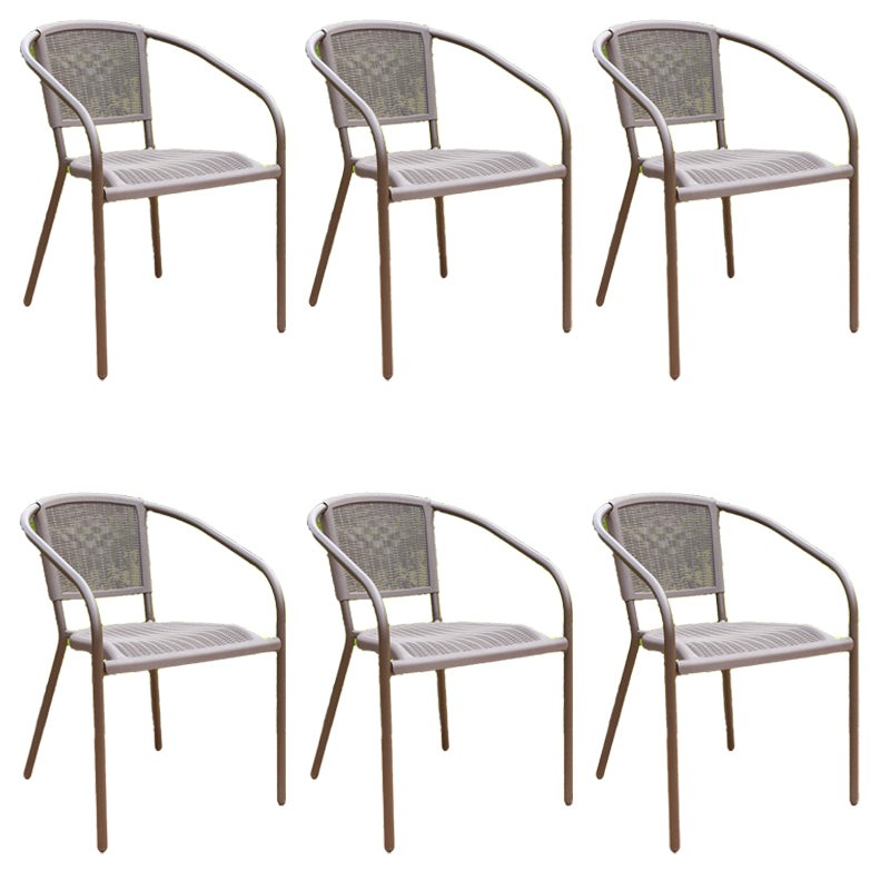 Stacking Coastal Patio Arm Chair/Dining Side Chair with Aluminum Base